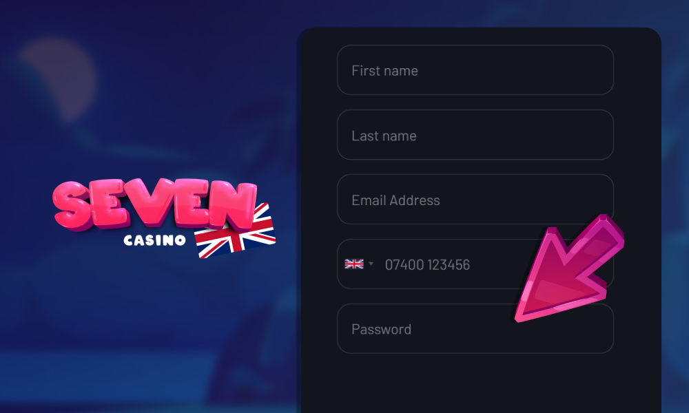 Create a password to register at Seven Casino