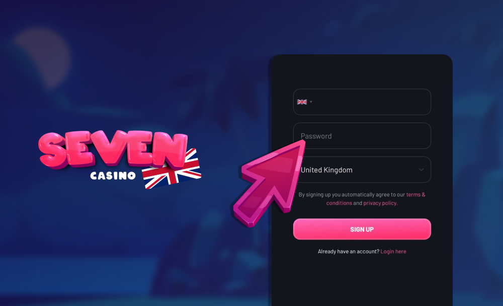 Enter your password when registering at Seven Casino UK