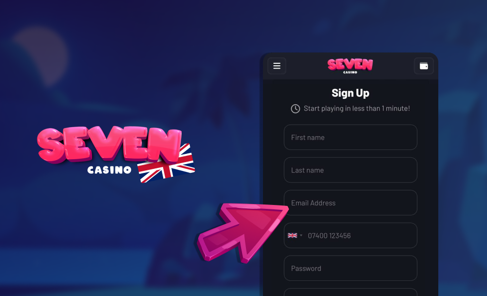 Provide your email at the Seven Casino registration form