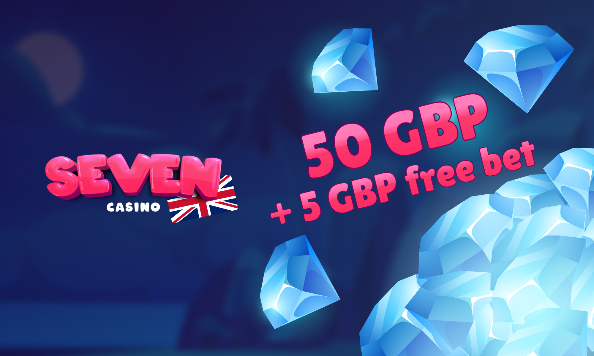 Get a 50 GBP + 5 GBP free bet at Seven Casino UK