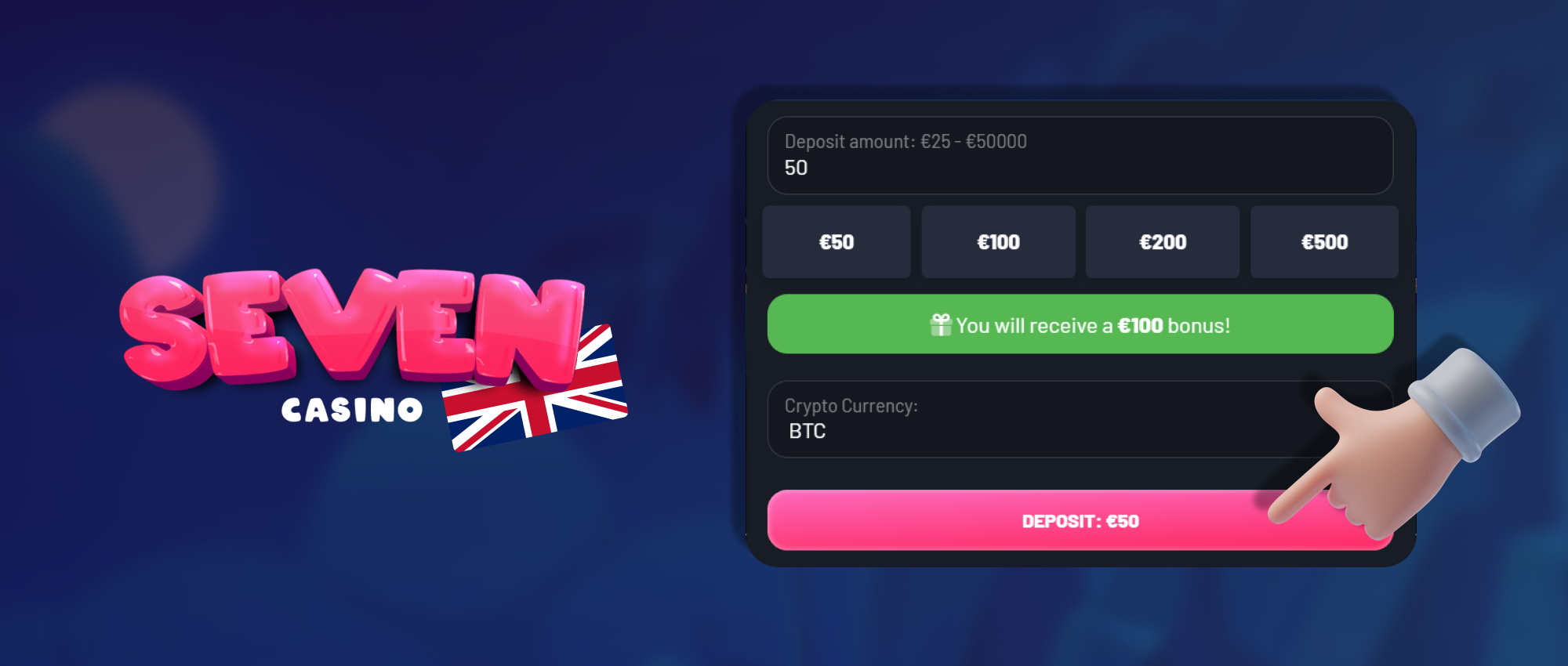 Deposit money into your Seven Casino Account