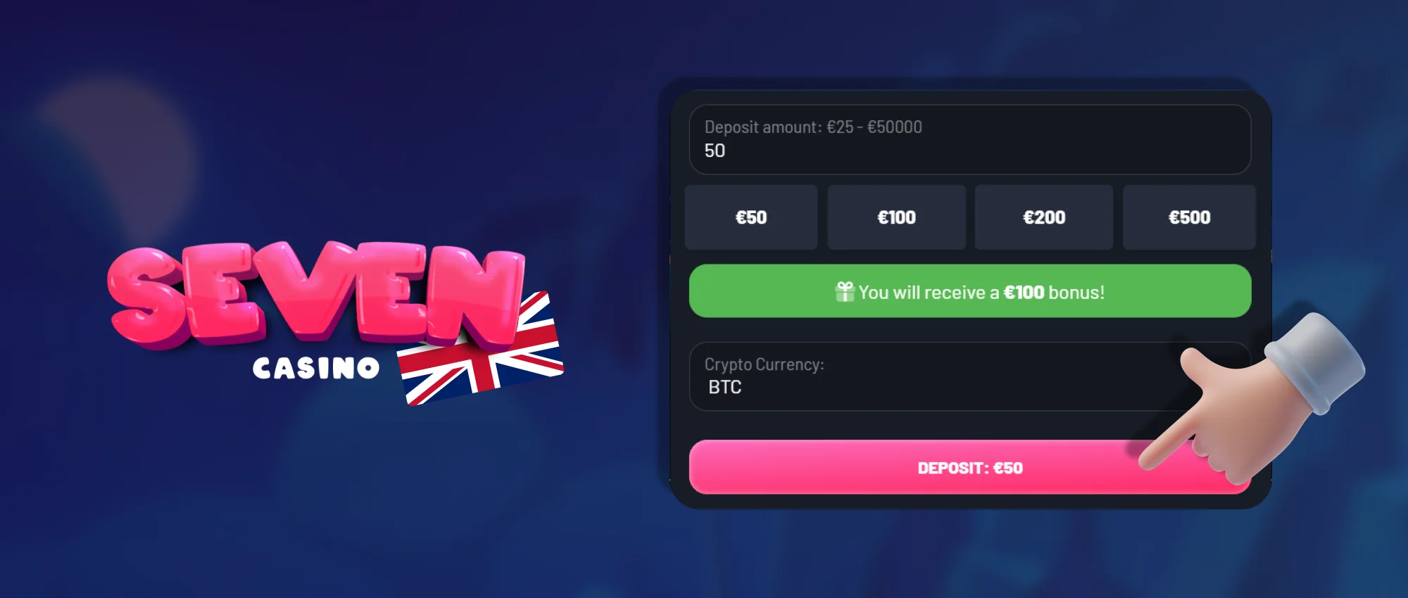 Deposit money into your Seven Casino Account