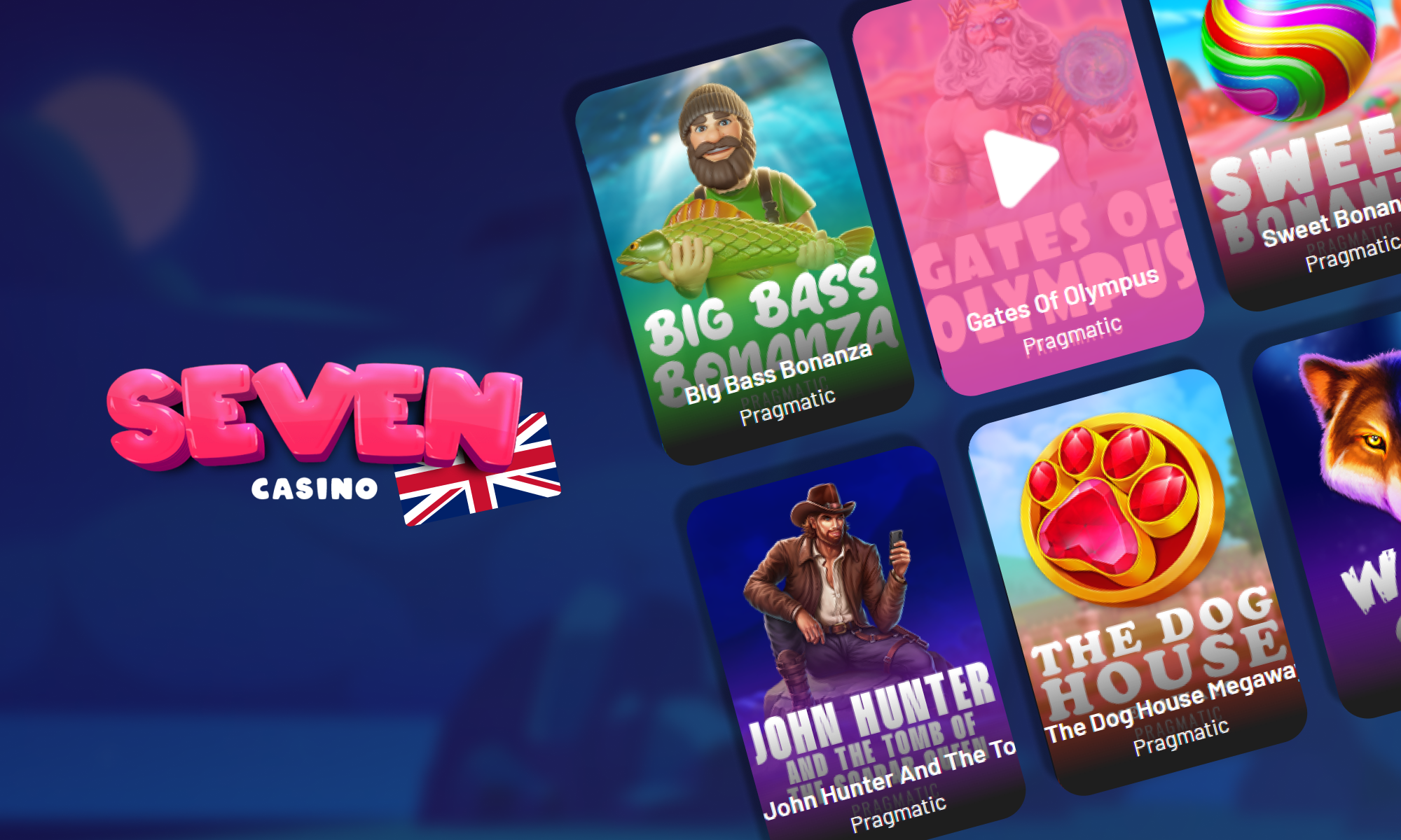 Various slot games on the Seven Casino UK website and app1